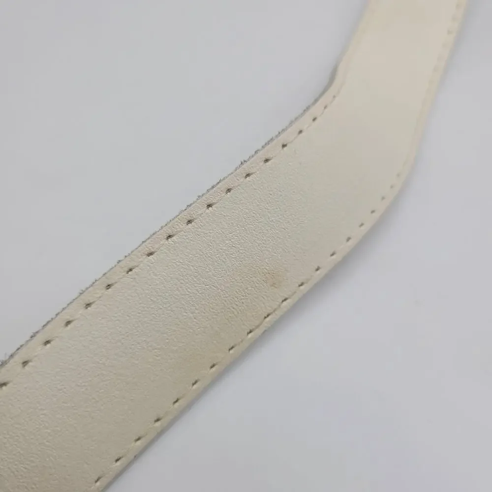 Off-White Leather Belt Small Western Antique Silver Buckle Cowgirl Boho Cowboy